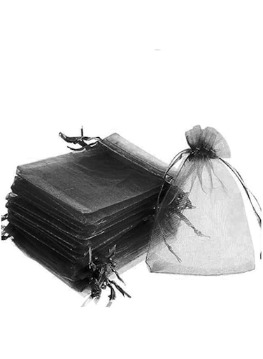 Khazna 100 Pieces Organza Bags with Drawstrings   7 X 9 cm Organza Bags for Jewelry Pouches, Candies and Wedding Party   Eid Christmas Bags for Gifts   Organza Gift Bags   Goody Bags (Black)