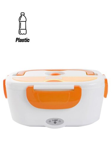 Electric Heating Food Container Warmer With Spoon Orange/White