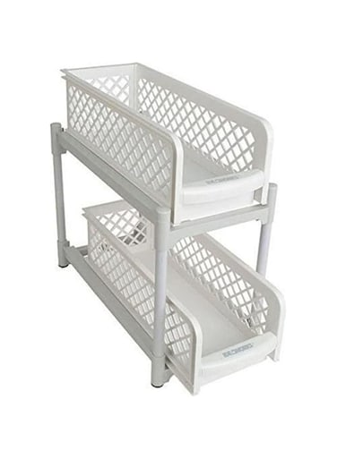 Dubai Gallery Under Sink Sliding Shelf Two Tier Kitchen White