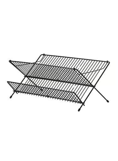 Foldable Dish Drainer, Two-Level, Black Steel