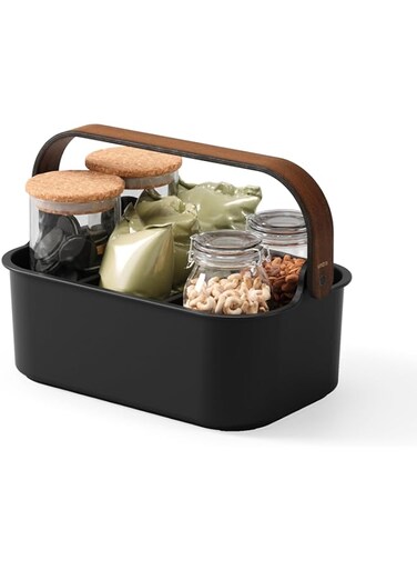Umbra Bellwood 11x7 BLK/WAL Storage Bin, Medium, Black/Walnut