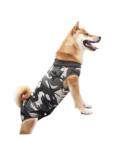 Moonmen Dog Recovery Suit, Bandages Cone E-Collar Alternative Professional Protective Shirt for Male Female Dogs &amp; Cats After Surgery, Pet Post Operative Jumpsuit for Abdominal Wounds (L, Camo)
