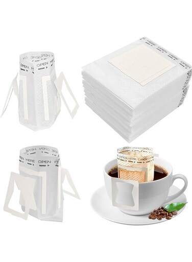 Pcs Premium Coffee Filter Paper Bags,Disposable Single Serve Drip Coffee Bags with Hanging Ears, Fast Brewing, Mess-Free Design for Travel, Camping, Home &amp; Office Use