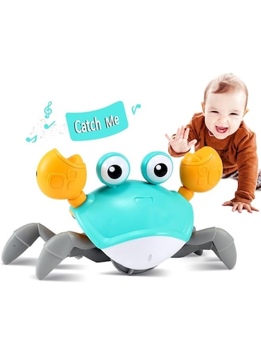 Apeso Interactive Crawling Crab Baby Toy - Musical Infant Tummy Time &amp; Learning Crawl Toy for Boys &amp; Girls, 3-36 Months, Developmental Walking Toy, 1st Birthday Gifts (Green)