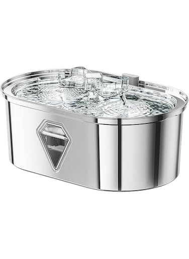 Stainless Steel Pet Water Fountain, Dog Water Fountain, 118oz/3.5L Automatic Cat Water Fountain Dishwasher Safe, Large Pet Water Fountain, with Quiet Pump, Water Level Window Pet Fountain Indoor