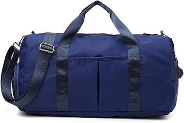 MahMir Gym Bag with Shoes and Waterproof Pocket (Blue)