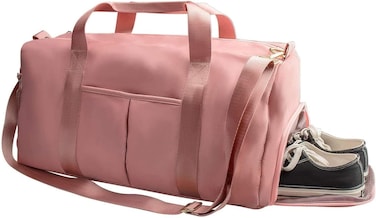 MahMir Gym Bag with Shoes and Waterproof Pocket (Pink)