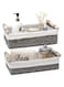 Purfex 2-Pack Woven Grey Paper Rope Storage Baskets with Handle - Rectangle, Organizing, Cosmetic, Shelf Cabinet, Home