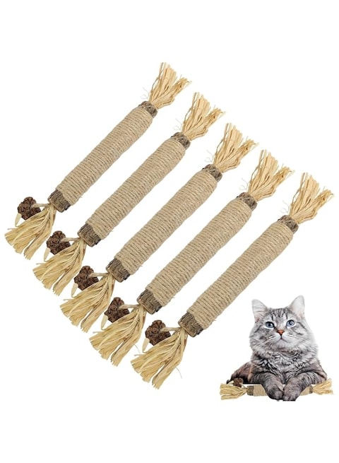 Cat nip Silvervine Sticks for Cats   Silver Vine Chew Toy or Chew Stick   Kitten Teething Toys   Dental Chew with Cat Raffia Grass for Healthy Teeth &amp; Digestion   Silvervine Cat Toy   5 Sticks