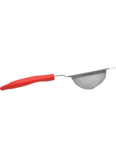 Plastic Handle Tea Strainer, Silver, 21 CM, PHTS04, Tea Sifter, Juice Strainer, Lime Strainer Silver/Red 9cm