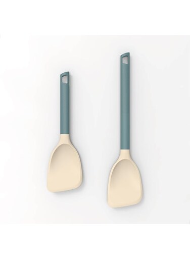 TERRIFI Silicone Spatula Set - Non-Stick with Nylon Handle, Heat Resistant Kitchen Utensils - Premium Materials - Durable and Practical - Easy to Clean and Store Turner for Fish, Steak, Eggs, Pancakes