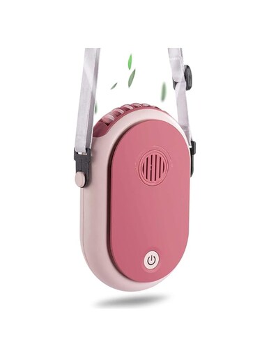 KASTWAVE Portable Hanging Neck Fan, Rechargeable Necklace Fan with Adjustable Lanyard, 3 Speed Wearable Mini USB Necklace Fan for Eyelash Women Kids Girls Men Outdoor Travel Camping Park (Pink)