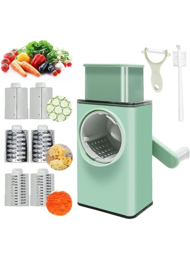 Cheese Grater, Upgraded Cheese Shredder with Handle, 3 in 1 Vegetable Cutter Spiralizer Vegetable Slicer for Cheese, Vegetables and Nuts