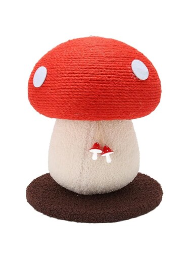 Luocute Mushroom Shaped Cat Scratch Post, Cute Mushroom Cat Scratch Pad with Small Mushroom Accessories, Sisal Scratching Density Board Mushroom Grinding Claws for Indoor Cats