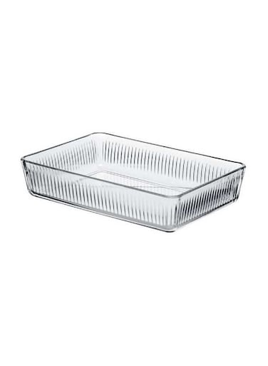 Rectangular Glass Baking Tray, 3000 Ml Capacity, 64 Mm Height, 306X209 Mm Diameter - Clear