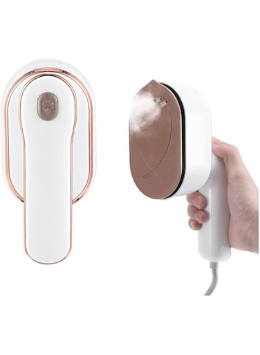 TAME Mini Steam Iron for Clothes, 180&deg; Rotating Handheld Steam Iron, Portable Steamer Travel Iron, Micro Steam Iron Mini Handheld Garment Steamer Support Dry and Wet Ironing for Home Travel (Beige)