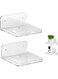 Aputue Acrylic Floating Shelves for Wall, 2 Pack Acrylic Floating Shelves for Wall, Screw-in Clear Acrylic Mini Shelf for Wall Storage, Protective Border Ideal for Living Room, Bathroom, Bedroom