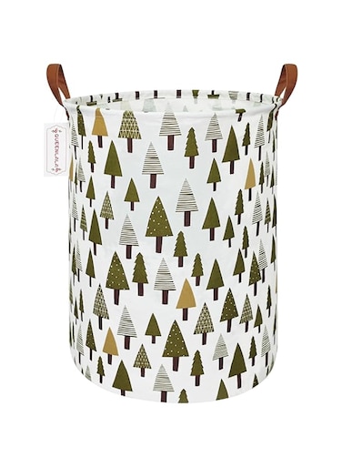 QUEENLALA Large Storage Basket,Laundry Hamper/Bathroom/Home Decor/Collapsible Round Storage Bin,Boys and Girls Hamper/Boxes/Clothing(Green forest)