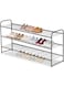 AOODA Long 3 Tier Metal Shoe Rack for Closet Wide Stackable Shoe Storage Organizer for Entryway, Bedroom, Floor, 24-Pairs Men Sneakers Shoe Shelf with Wire Grid, Black