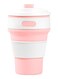 Hot New Folding Silicone Portable Silicone Telescopic Drinking Collapsible Coffee Cup Pink/White 350ml