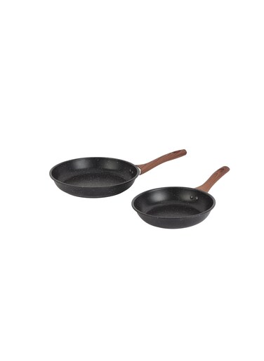 2 Piece Frypan Set- RF12598/ 22 cm and 26 cm, Strong Carbon Steel Body with Nonstick Marble Coating and Heat Resistant Handle/ Compatible with Hot Plate
