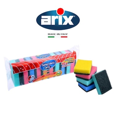Arix Splendelli Colorful Sponge Scourer 10 pcs - Heavy-Duty Cleaning for Stainless Steel &amp; Non-Delicate Surfaces