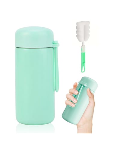NALACAL Small Flask 150ml with Carry Handle, Portable Mini Insulated Cup Made of 304 Stainless Steel, Leakproof Double Wall Vacuum Thermos Mug for Hot Cold Drinks Water Milk Juice Coffee (Mint)