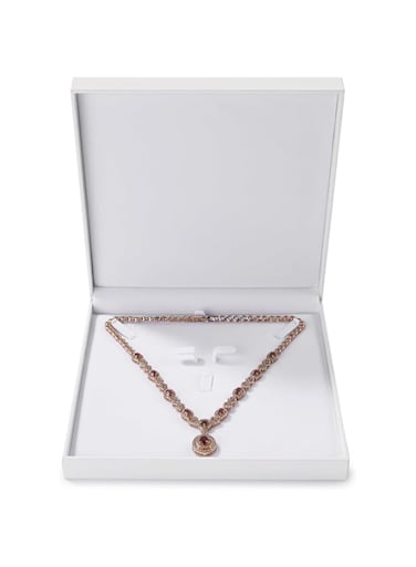 Oirlv White Velvet Jewelry Set Gift Box Ring Earring Big Necklace Storage Case