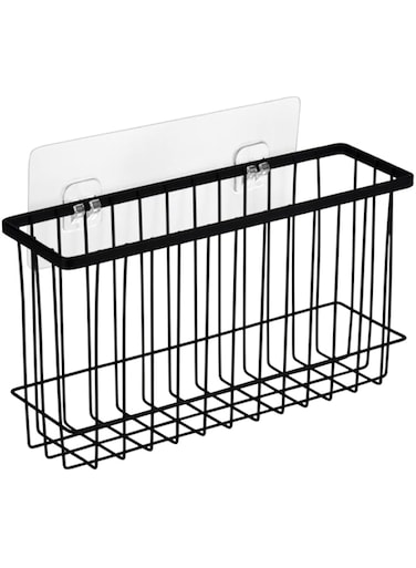 Azonee Kitchen Hanging Basket, Wall Mounted Organizer Basket, Kitchen Hanging Storage Basket with Self-adhesive Sticker, No Drilling Metal Organizer Basket for Cabinet, Kitchen, Pantry, Bathroom