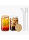 Box Zen 2-Piece Borosilicate Can Shaped Glass Jar with Straw and Cleaning Brush Set