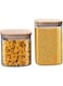 Glass Storage Jars 2-Pcs Glass Kitchen Canisters with Airtight Bamboo Lids - kitchen containers &amp; storage Set for Cereal, Dry Food, Flour &amp; Sugar, Cookie, Spices, Coffee Beans, Kitchen Organizer