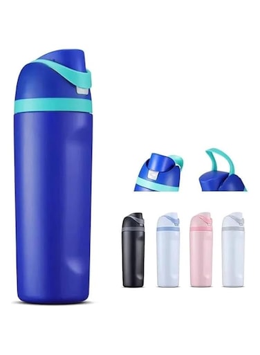 G-Store FreeSip Insulated Stainless Steel Water Bottle with Straw for Sports and Travel, BPA-Free, 600ml Large (Blue/Green)