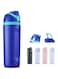 G-Store FreeSip Insulated Stainless Steel Water Bottle with Straw for Sports and Travel, BPA-Free, 600ml Large (Blue/Green)