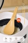 Alloy/Silicone soup spoon for home use, big soup ladle for serving soup or porridge, long handle, food-grade, won't damage your pot, heat-resistant, perfect for non-stick cookware.