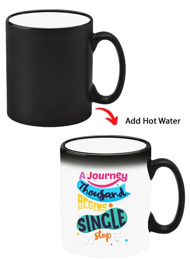 Color Changing Heat Sensitive Ceramic Mug, Image Revealed When HOT Liquid is Added! a journey of thousands