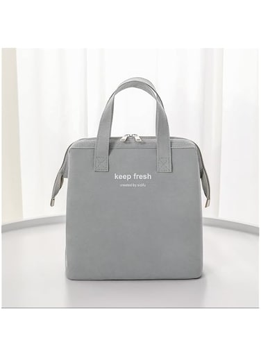 Insulated Lunch Bag Simple Bento Cooler Bag Lunch Tote Bag for Lunch Box for Women Men Adult Picnic Working Hiking Beach (Grey)