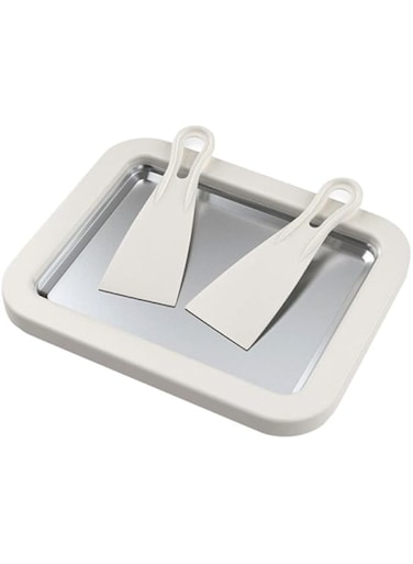 TOMVAES Ice Cream Maker,Rolled Ice Cream Machine with 2 Spatulas,Ideal for Making Rolled Ice Cream,Rolled Cream,Soft Serve Slushies,Frozen Yogurt,Sorbet and Gelatod (White)