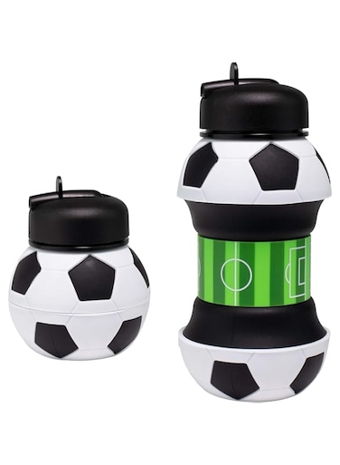 Vercapm Clip-On Collapsible BPA-Free Silicone Soccer Ball Water Bottle for Kids, 18 Oz. Size
