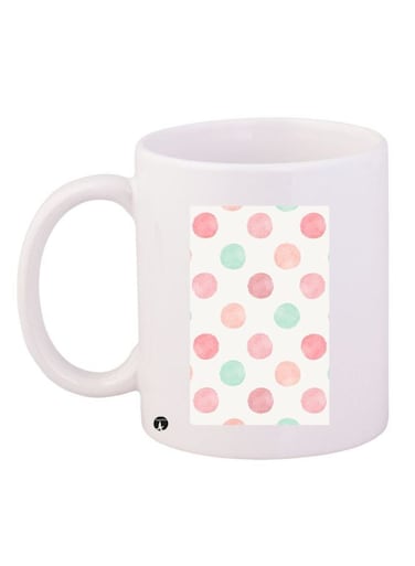 Polka Dot Printed Coffee Mug White/Pink/Green