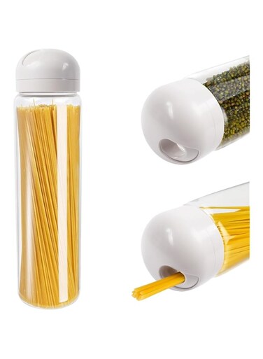 Tall Glass Spaghetti Storage Jar with Airtight Lid, 1400ml - Clear Food Storage Container for Pasta, Noodles, and Cereal - Perfect for Kitchen and Pantry Organization