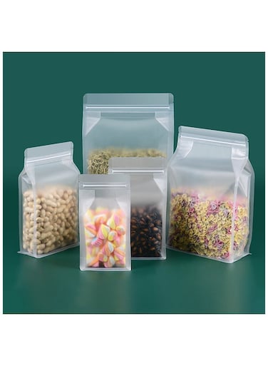 Pack Matte Frosted Clear Zipper Food Bags, Resealable Stand Up Candy Bags