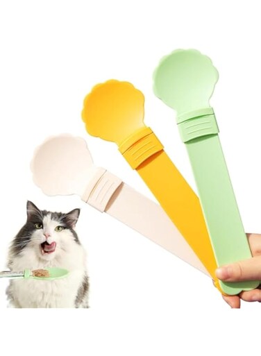 3Pcs Cat Strip Feeders, Pet Food Mixing Spoon, Lickable Cat Strip Squeeze Spoon, Multifunctional Cat Wet Treat Dispenser Spoon, Cute Shell Shape Cat Food Spoon, Cat Stick Feeder, Happy Spoon for Cats