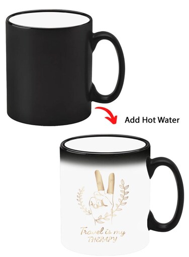 Color Changing Heat Sensitive Ceramic Mug, Image Revealed When HOT Liquid is Added! Travel is my Therapy