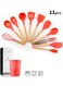 Pieces Silicone Cooking Utensil Set with Wooden Handle Red 12.50 x 12.50 x 1.146cm