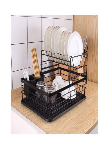 Dish Drying Stand Storage Rack Black 43x32x27cm