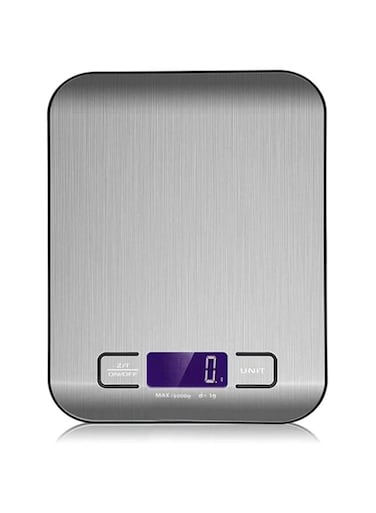 SKEIDO Digital Multi-function Food Kitchen Scale,Stainless Steel,11lb 5kg Stainless Steel Platform with LCD Display (Silver)