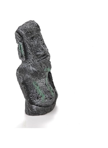 Easter Island Moai Statue Aquarium Decor - 7 Inch Mysterious Resin Underwater Ornament for Fish Tanks, Non-Toxic &amp; Fish Safe