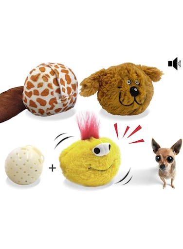 YOOGAO Pet Dog Toy Interactive Plush Squeaky Electric Toys, Battery Operated Auto Moving Ball, for Prevent Boredom (Kit)