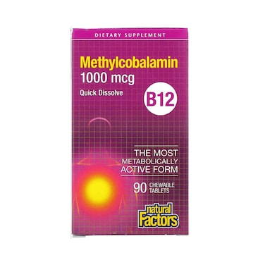 Natural Factors B12 Methylcobalamin, 1000 mcg, 90 Chewable Tablets