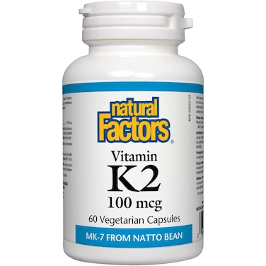 Natural Factors Vitamin K2, 100 mcg, 60 Veggie Capsules
